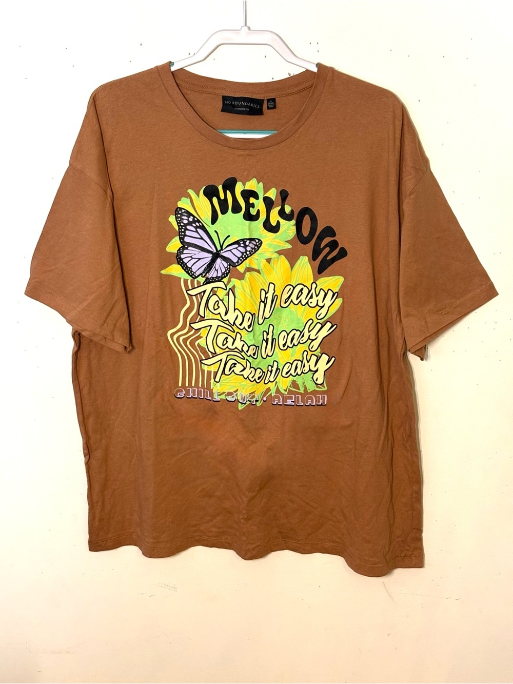 Take It Easy Graphic T‑Shirt - Dark Tan. Size XL. EUC.
